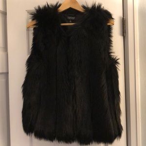 EUC faux fur black vest